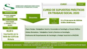 CURSO DE SUPUESTOS PRÁCTICOS EN TRABAJO SOCIAL 2020 GIZARTE LANGINTZAREN KASU PRAKTIKOEN IKASTAROA