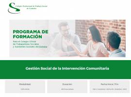 AMPLIAMOS PLAZO CURSO ONLINE “GESTION SOCIAL DE LA INTERVENCION COMUNITARIA” 
