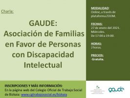 ONLINE HITZALDIA: "GAUDE: Adimen urritasuna duten pertsonen aldeko familien elkartea" // CHARLA ONLINE: "GAUDE: Asociación de familias en favor de personas con discapacidad intelectual "
