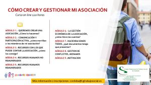 CURSO ONLINE "¿CÓMO CREAR Y GESTIONAR MI ASOCIACION?”