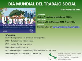 ON-LINE EKITALDIA: "GIZARTE LANGINTZAREN MUNDUKO EGUNA" // EVENTO ON-LINE: "DÍA MUNDIAL DEL TRABAJO SOCIAL"