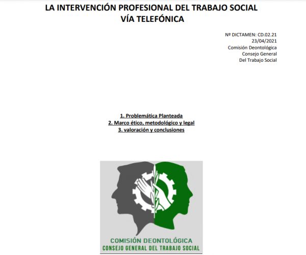 Dictamen aprobado por la Comisión Deontológica: La intervención profesional del Trabajo Social por vía telefónica