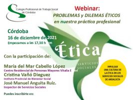 WEBINAR GRATUITA sobre: “PROBLEMAS Y DILEMAS ÉTICOS en nuestra práctica profesional”