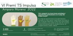 Oberta la convocatòria del VI Premi TS Impulsa  ‘Amparo Moreno’ 2020 de Treball Social de la Comunitat 