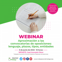 Webinar "Aproximación a las convocatorias de oposiciones: lenguaje, plazos, tipos, entidades"