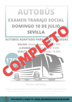 COMPLETO. Se completa el autobús previsto para las oposiciones en Sevilla el próximo día 10 de julio
