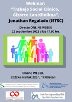 2022 Charla: "Trabajo Social Clínico - Gizarte Lan Klinikoa" Con Jonathan Regaladorekin 