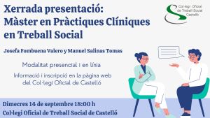 Xerrada presentació: Màster en Pràctiques Clíniques en Treball Social