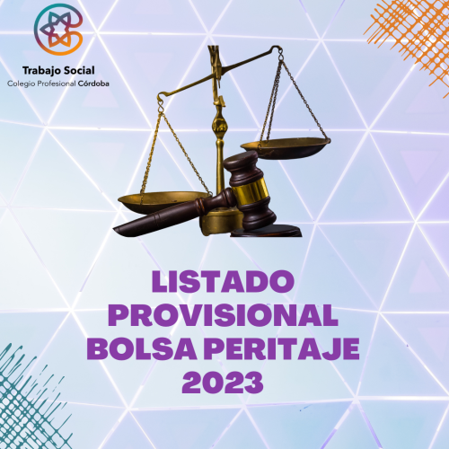 PUBLICADO EL LISTADO PROVISIONAL DE LA BOLSA DE PERITAJE 2023 DEL C.P.T.S. CORDOBA