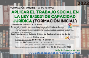 Online Formakuntza // Formación Online: APLICAR EL TRABAJO SOCIAL EN LA LEY 8/2021 - CAPACIDAD JURÍDICA (Nivel Inicial)