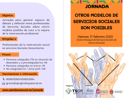 El Colegio organiza las I Jornadas de Servicios Sociales con el título "Otros modelos de Servicios Sociales son posibles" para el 17 de febrero de 2023