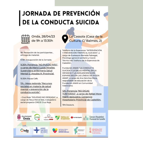 Las Redes Sanitarias Solidarias celebran en Onda la ‘I Jornada de prevención de la conducta suicida’ dentro de su ciclo de encuentros sobre salud mental