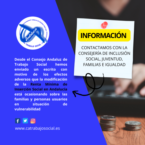 Contactamos con la Consejería de Inclusión Social, Juventud, Familias e Igualdad con motivo de la Renta Mínima de Inserción