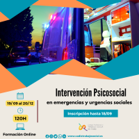 CURSO online "Intervención Psicosocial en Emergencias y Urgencias Sociales". 120h. 7º Edición