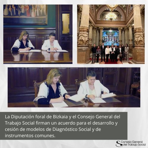 La Diputación foral de Bizkaia y el Consejo General del Trabajo Social firman un acuerdo para el desarrollo y cesión de modelos de Diagnóstico Social y de instrumentos comunes.