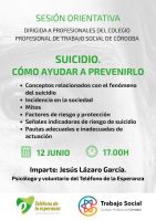 CHARLA PRESENCIAL“SUICIDIO. CÓMO AYUDAR A PREVENIRLO”
