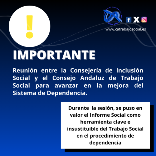 Reunión entre la Consejería de Inclusión Social y el Consejo Andaluz de Trabajo Social para avanzar en la mejora del Sistema para la Autonomía y Atención a la Dependencia