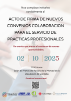 ACTO DE FIRMA DE NUEVOS CONVENIOS DE COLABORACIÓN PARA EL SERVICIO DE PRACTICAS PROFESIONALES DEL CPTS CÓRDOBA