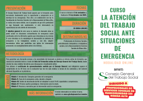 Curso online Capacitación y supervisión de las profesionales de Servicios Sociales y otras entidades en intervención en Emergencias Sociales_Mancomunidad SSS Ribera Alta