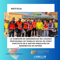 Integrantes de la Comisión de Emergencias del CPTS Cádiz ha estado presente en "el mayor simulacro de maremotos realizado en España" a través de la Comisión Andaluza de Emergencias del Consejo Andaluz de Trabajo Social. 