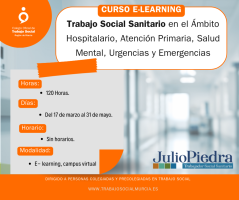 Curso e-learning, Trabajo Social Sanitario en el Ámbito Hospitalario, Atención Primaria, Salud Mental, Urgencias y Emergencias