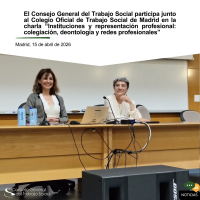 El Consejo General del Trabajo Social  participa  en la charla “Instituciones y representación profesional: colegiación, deontología y redes profesionales”