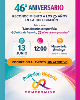 46º Aniversario y Reconocimiento a los 25 años de colegiación. Inscripción solo al acto.