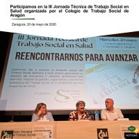 Participamos  en la III Jornada Técnica de Trabajo Social en Salud organizada por el Colegio de Trabajo Social de Aragón