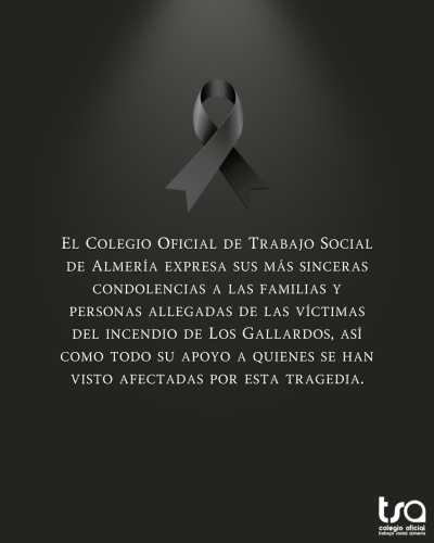 El Colegio Oficial de Trabajo Social de Almería participa en el dispositivo de emergencia activado tras el incendio de Los Gallardos